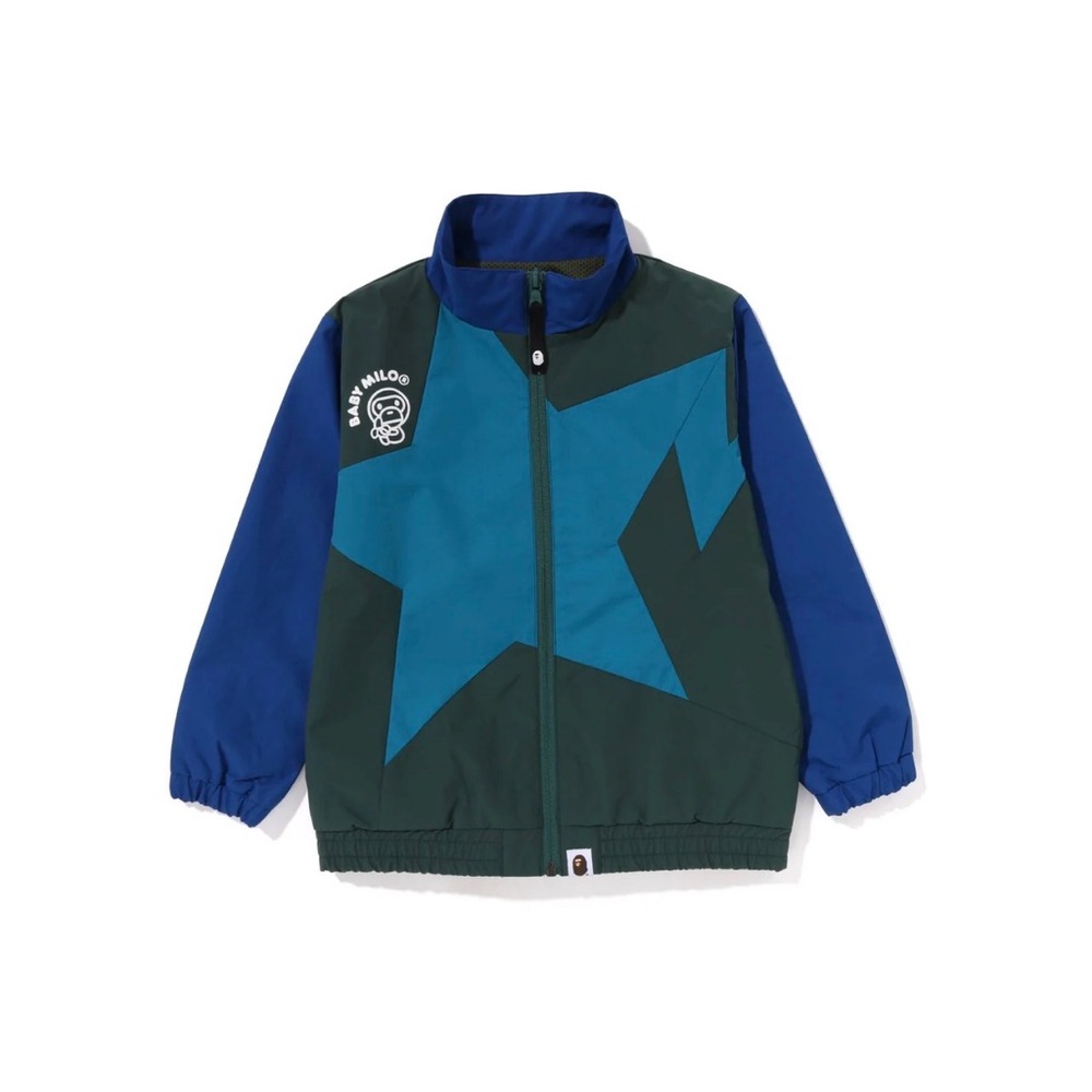 Bape Kids Raincoat - Blue and Green Star Design